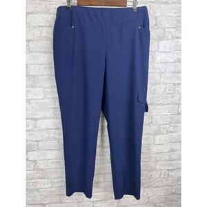 Weekends by‎ Chicos Pants 2 Large Blue Cargo Pull On Stretch Comfort Lightweight
